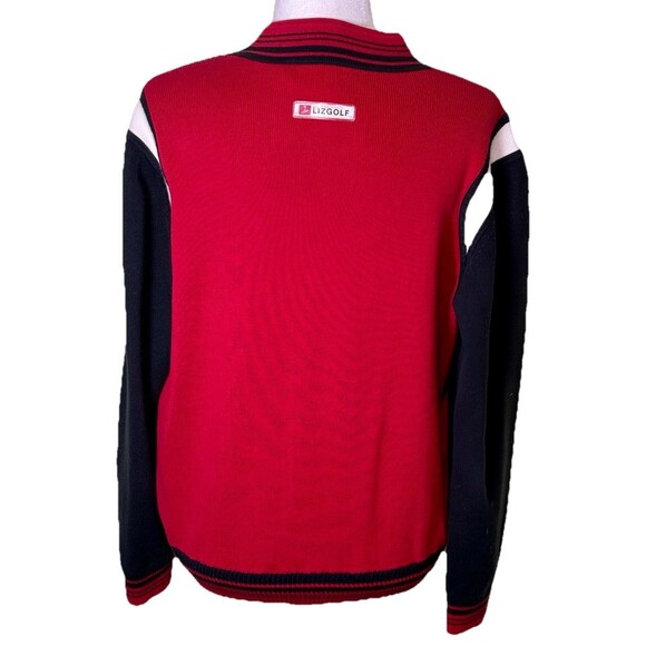LizGolf Women’s 80s Retro Sporty Zip Cardigan Bomber Varsity Preppy Collegiate L - Picture 3 of 9